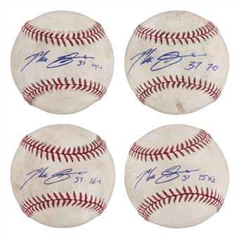 Lot of (4) 2013 Max Scherzer Game Used and Signed Baseballs From Various Milestone Games of His Cy Young Season (MLB Authenticated)
